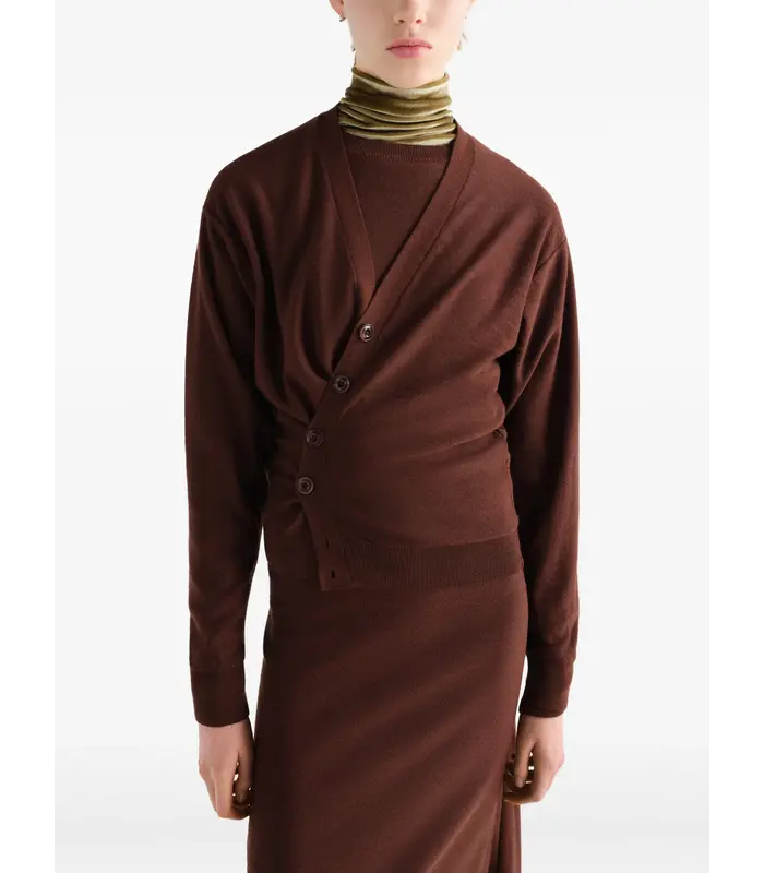 RELAXED TWISTED CARDIGAN ACAJOU