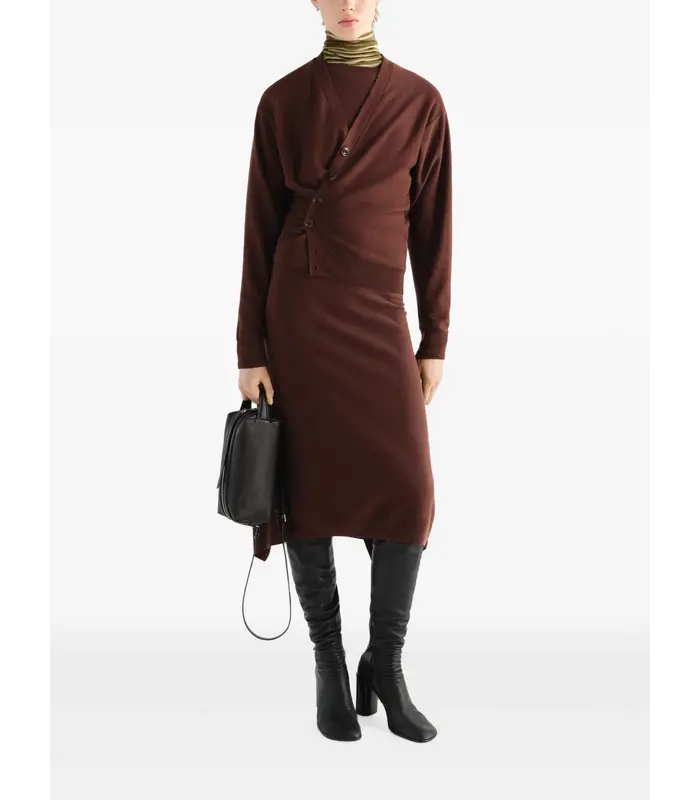RELAXED TWISTED CARDIGAN ACAJOU