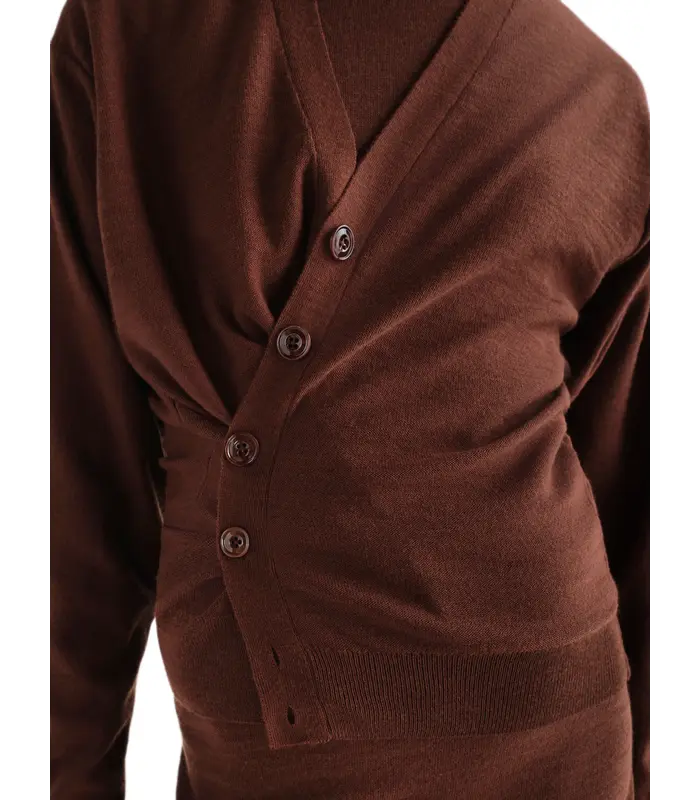 RELAXED TWISTED CARDIGAN ACAJOU