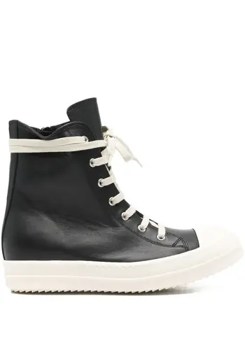 RICK OWENS scarpe in pelle sneaks black/milk/milk