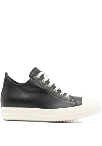 RICK OWENS scarpe in pelle low sneaks black/milk/milk