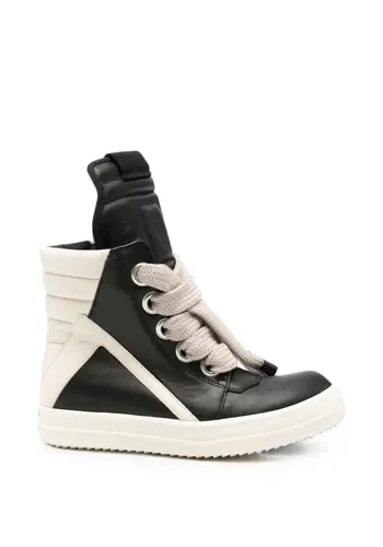 RICK OWENS scarpe in pelle jumbolace geobasket black/milk/milk RICK OWENS scarpe in pelle jumbolace geobasket black/milk/milk