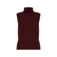 HIGH NECK GILET W/ SPLIT COLLAR RED