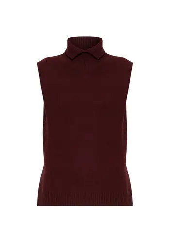 JIL SANDER high neck gilet w/ split collar red