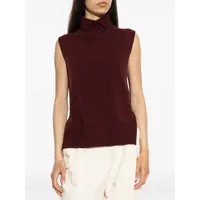 HIGH NECK GILET W/ SPLIT COLLAR RED