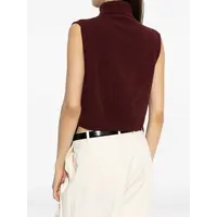 HIGH NECK GILET W/ SPLIT COLLAR RED