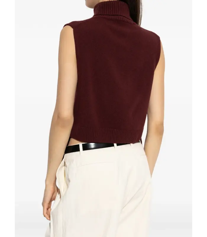HIGH NECK GILET W/ SPLIT COLLAR RED