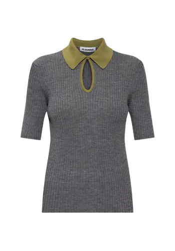 JIL SANDER sh short sleeve 1 button polo shirt grey
