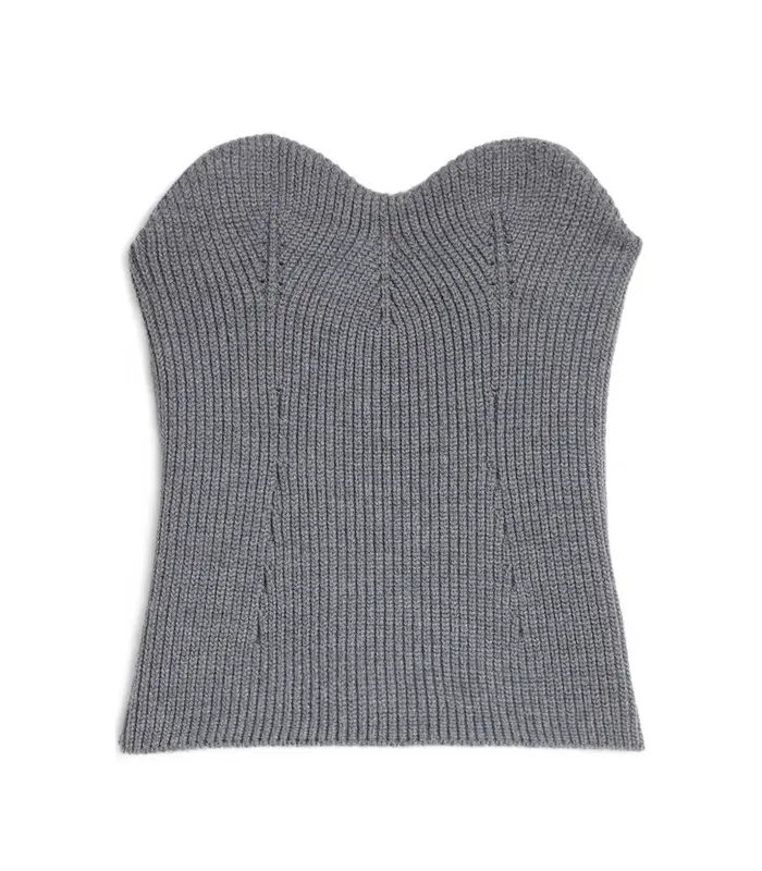 STRAPLESS KNITTED TOP GREY