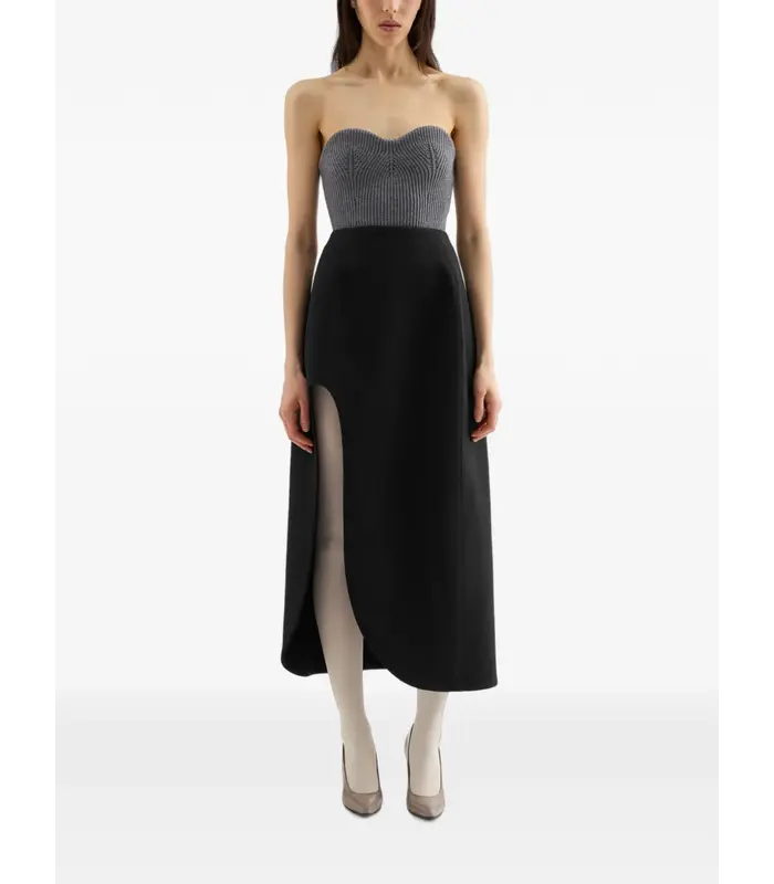STRAPLESS KNITTED TOP GREY