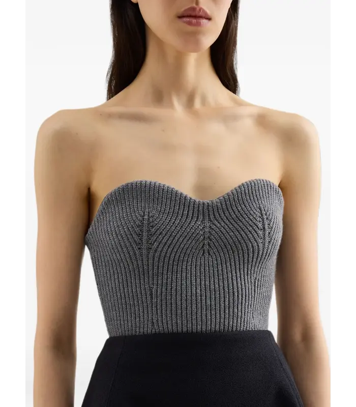 STRAPLESS KNITTED TOP GREY