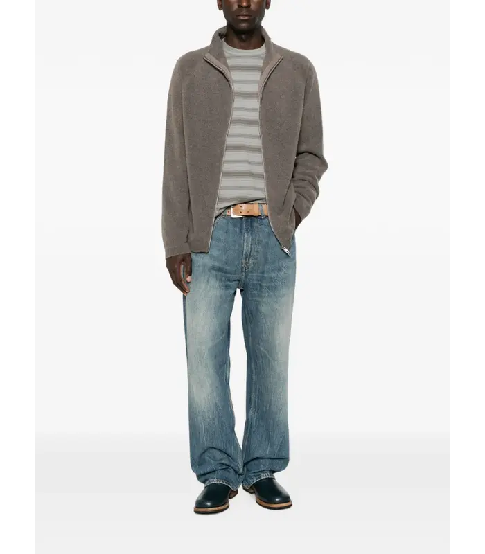 ZIP LINE CARDIGAN MUD SPRAY DYE CHERUB WOOL