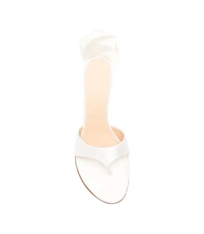 THONG HEEL SANDAL CREAM SATIN WITH FLOWER