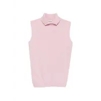 HIGH NECK GILET W/ SPLIT COLLAR PINK