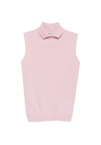 JIL SANDER high neck gilet w/ split collar pink