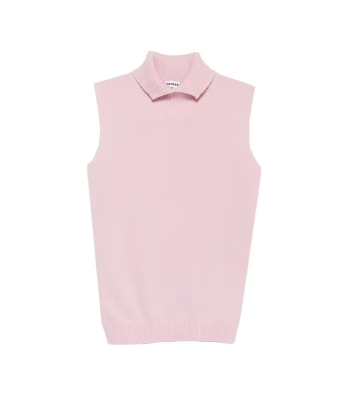 HIGH NECK GILET W/ SPLIT COLLAR PINK