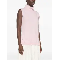 HIGH NECK GILET W/ SPLIT COLLAR PINK