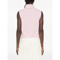 HIGH NECK GILET W/ SPLIT COLLAR PINK