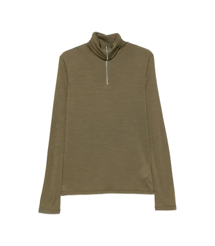 T-SHIRT HN LS W/ZIP PNT GREEN