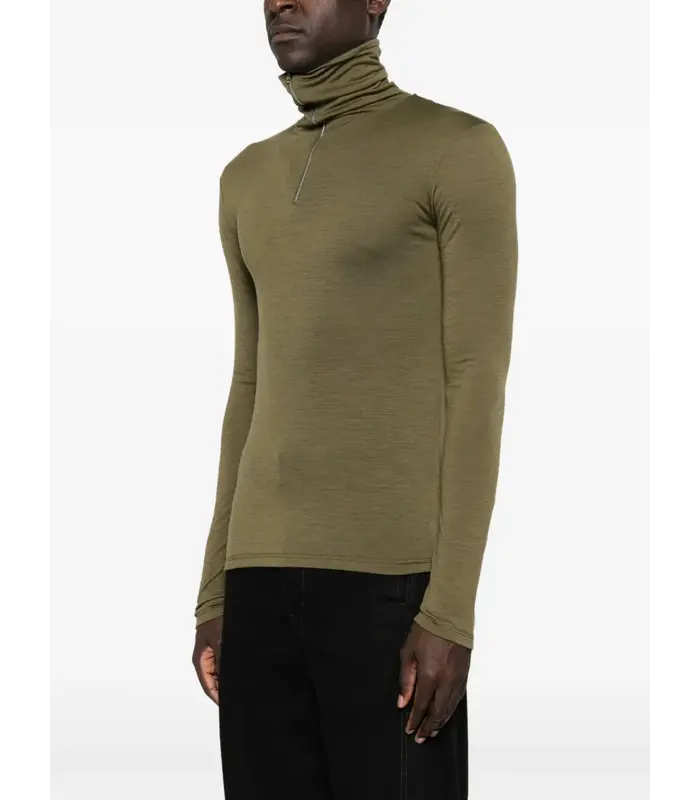 T-SHIRT HN LS W/ZIP PNT GREEN