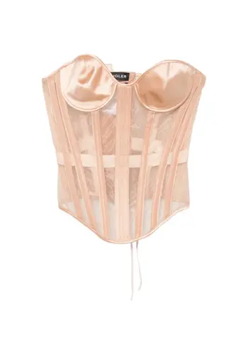 MUGLER woven corset pale nude