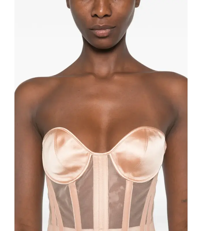 WOVEN CORSET PALE NUDE