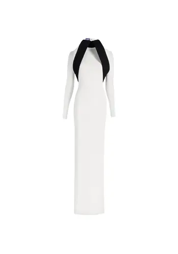 JEAN-PAUL GAULTIER mixed wool and crepe jersey sculpted dress vanilla/black