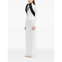 MIXED WOOL AND CREPE JERSEY SCULPTED DRESS VANILLA/BLACK