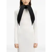 MIXED WOOL AND CREPE JERSEY SCULPTED DRESS VANILLA/BLACK
