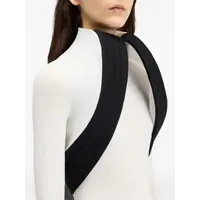 MIXED WOOL AND CREPE JERSEY SCULPTED DRESS VANILLA/BLACK