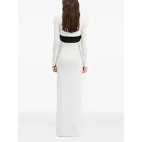 MIXED WOOL AND CREPE JERSEY SCULPTED DRESS VANILLA/BLACK