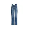 JEAN-PAUL GAULTIER STRAIGHT DENIM PANT WITH WAVY WAISTBAND AND JPG PRINT DETAILS DARKVINTAGEBLUE/ROUGE