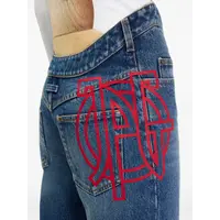 STRAIGHT DENIM PANT WITH WAVY WAISTBAND AND JPG PRINT DETAILS DARKVINTAGEBLUE/ROUGE