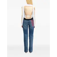 STRAIGHT DENIM PANT WITH WAVY WAISTBAND AND JPG PRINT DETAILS DARKVINTAGEBLUE/ROUGE