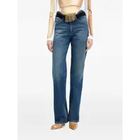 STRAIGHT DENIM PANT WITH WAVY WAISTBAND AND JPG PRINT DETAILS DARKVINTAGEBLUE/ROUGE