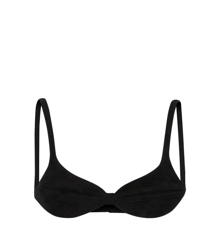 CONIC FLAT CUP BRA WITH TOPSTITCHING DETAIL BLACK