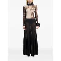 MESH LONG SLEEVES TOP PRINTED "SMOKING WOMEN" BLACK/GREY/WHITE
