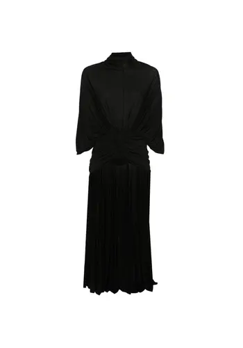 JEAN-PAUL GAULTIER stretch viscose long dress with balaclava details and leather tag black