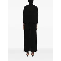STRETCH VISCOSE LONG DRESS WITH BALACLAVA DETAILS AND LEATHER TAG BLACK