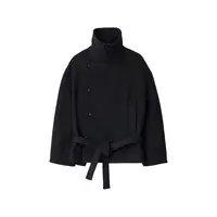 SHORT WRAP COAT BLACK