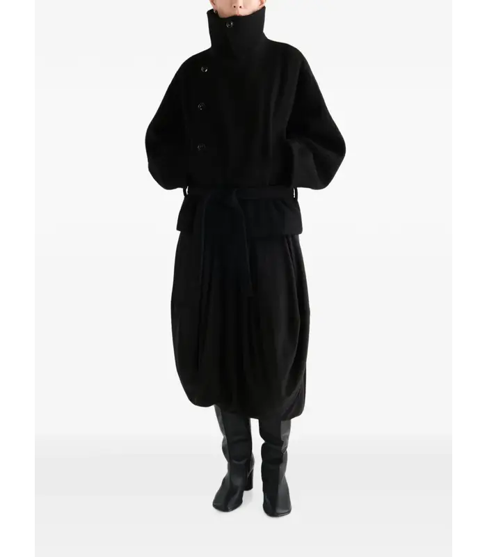 SHORT WRAP COAT BLACK