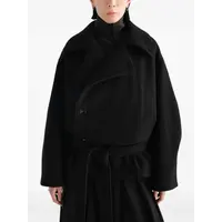 SHORT WRAP COAT BLACK