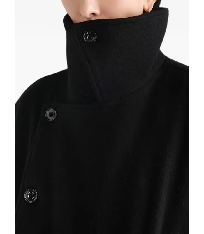 SHORT WRAP COAT BLACK