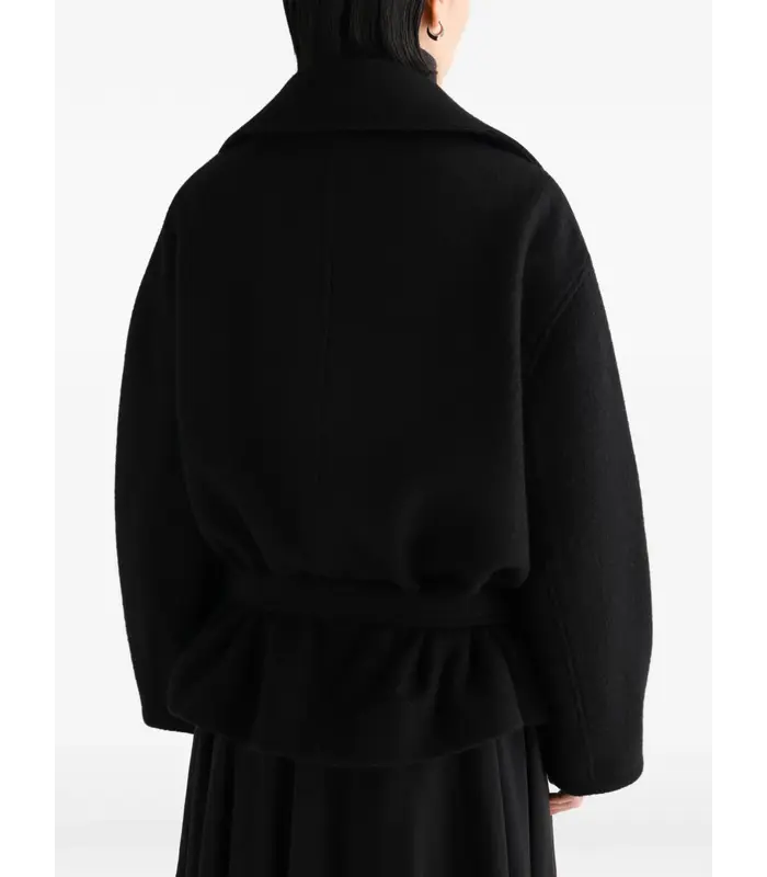SHORT WRAP COAT BLACK