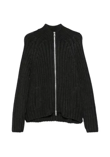 OUR LEGACY ultra zip funnel charcoal dry merino wool
