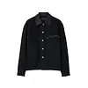 LEMAIRE WORKWEAR OVERSHIRT WITH LEATHER COLLAR BLACK