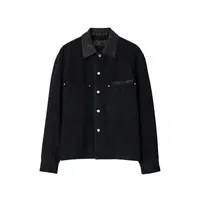 WORKWEAR OVERSHIRT WITH LEATHER COLLAR BLACK