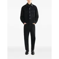 WORKWEAR OVERSHIRT WITH LEATHER COLLAR BLACK