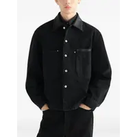 WORKWEAR OVERSHIRT WITH LEATHER COLLAR BLACK