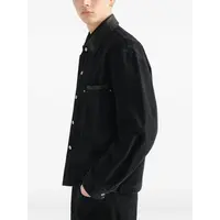 WORKWEAR OVERSHIRT WITH LEATHER COLLAR BLACK